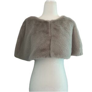 Women’s Gray Faux Fur Wrap Stole Wedding Mother Of The Bride Classic Old Money